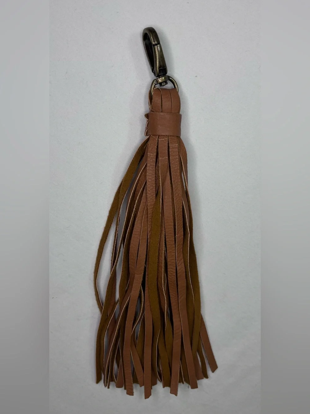 Faux Leather Tassel Bag Charm - Brown”B”